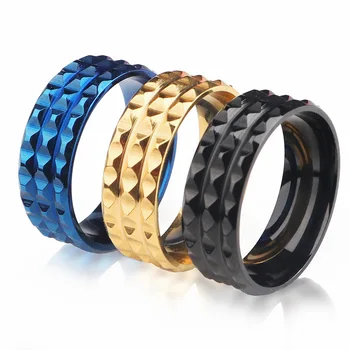

Stainless Steel Ring New Fashion Tri-color Irregular Titanium Steel Ring Men Domineering Hand Jewelry
