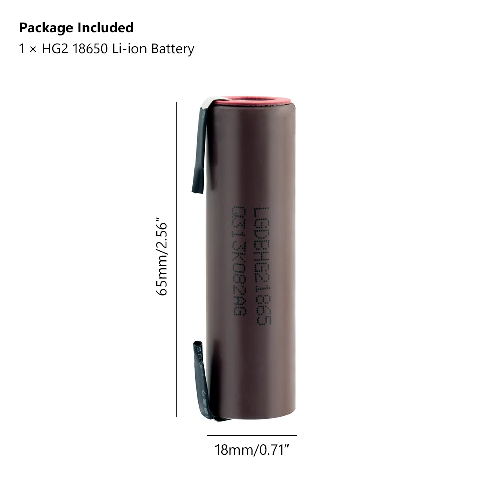 

HG2 18650 3000mAh battery 18650HG2 3.7V Lithium Rechargeable Battery discharge 20A dedicated For hg2 batteries + DIY Nickel