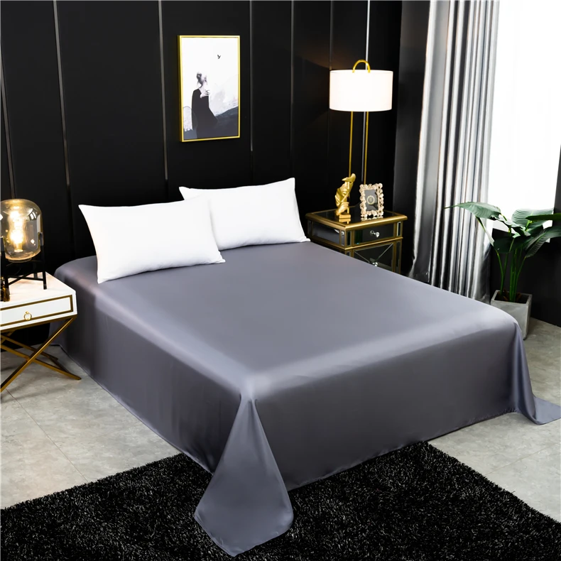 Description Picture 2 of itemNatural Mulberry Silk Flat Sheet Solid Color Bed Sheet High Quality King Size Bedding Sheet Home Textile Sheet