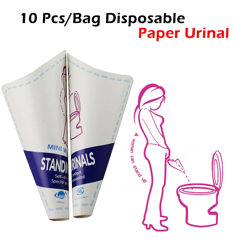 10 Pcs/Bag Disposable Paper Urinal Woman Urination Device Portable Outdoor Toilet Tool Stand Up Pee for Camping Travel Car | Безопасность