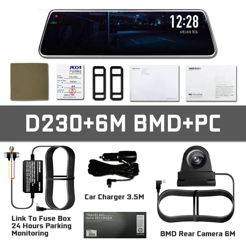 D230-6MBMD-PC 10 ips поток медиа зеркало заднего вида сенсорный экран HD 1080P ночное видение двойной объектив Автомобильный видеорегистратор Камера авто регистратор g-сенсор - Название цвета: D230-6MBMD-PC