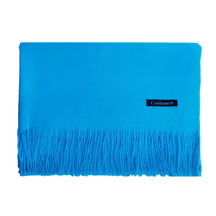 Peacock Blue 200*70 см 250 г зимний супер толстый шарф 37 сплошной цвет двухсторонний имитация кашемира шарф женская большая шаль нагрудник одеяло шарф - Цвет: Peacock Blue
