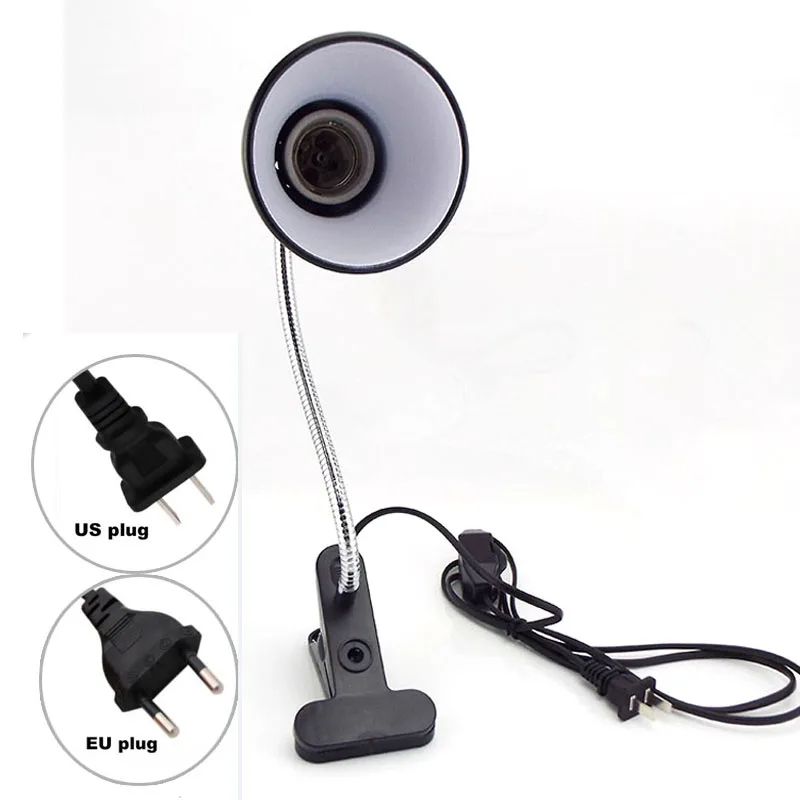 

360 Degrees Flexible Desk Lamp Holder E27 Base Light Socket Gooseneck Clip-On Cable With On Off Switch Home office EU US Plug