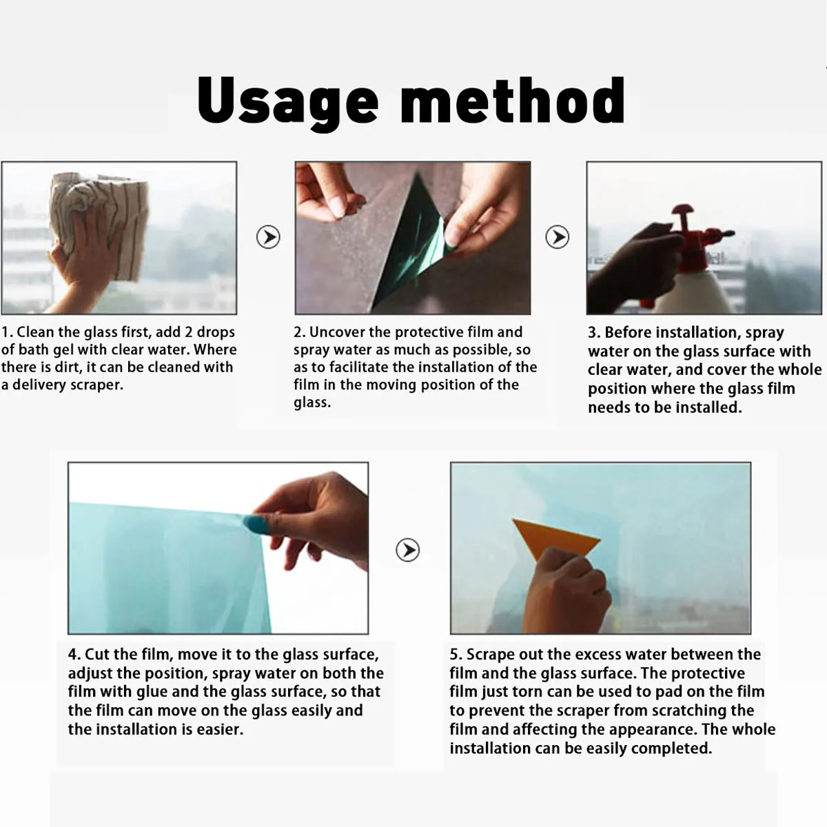 Description Picture 4 of item1m Mirror Window Film Self-adhesive Reflective Solar Film Privacy Glass Colored Window Sticker Window Glass Privacy Film