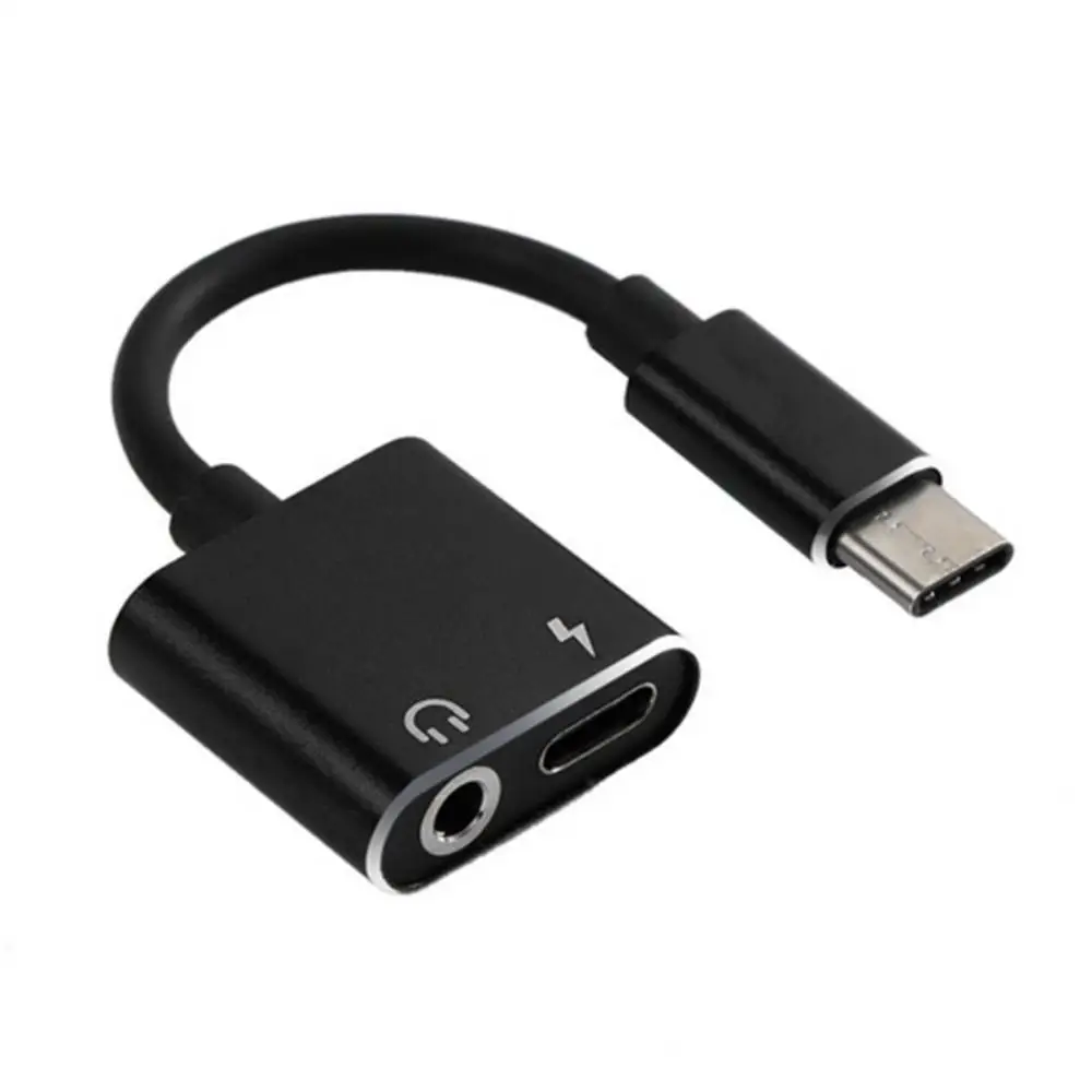 2 in 1 Type-C To 3.5mm Jack AUX Audio Headphone USB Adapter Charger Cable For Xiaomi Mi 6 Huawei - Color: as description