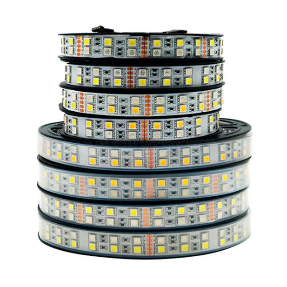 

5m 600LEDs 120LED/M DC 12V 24V Double Row SMD 5050 RGBW LED Strip IP20 IP67 Waterproof Flexible Tape RGB + White / Warm White