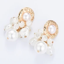 Vintage Grote Gesimuleerde Parel Voor Vrouwen Punk Geometrische Goud Ronde Drop Dangle Oorbellen Za Statement Sieraden(China)