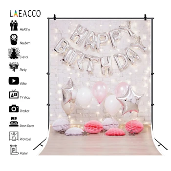 

Laeacco Balloon Wall Floor Light Happy Birthday Baby Children Photography Backdrops For Photo Studio Video Scene Props Photozone