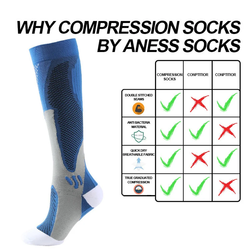 Men Women Soccer Socks Cycling Compression Stockings Outdoor Sports Football Socks Non-Slip Sweat-Absorbent Breathable