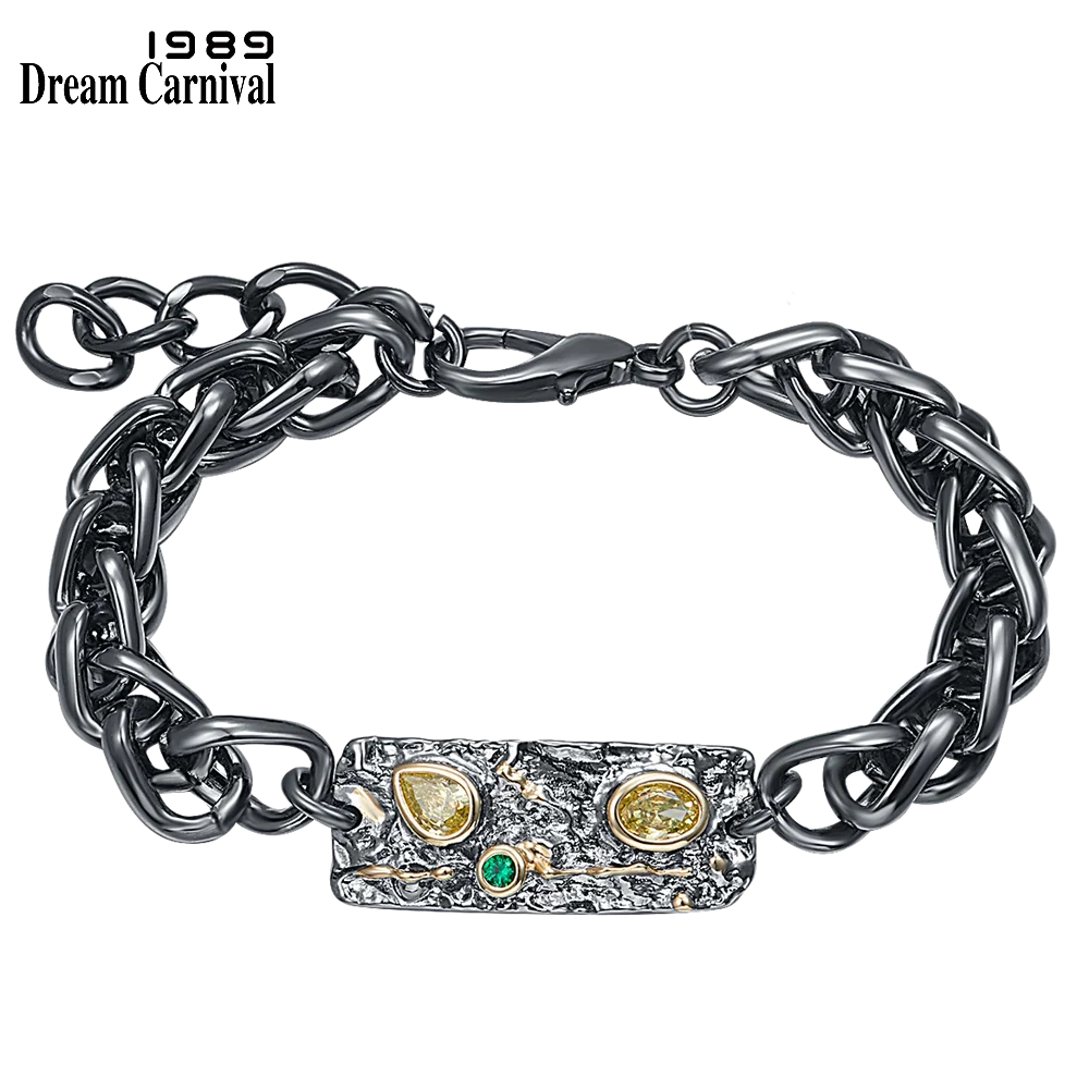 DreamCarnival 1989 оригинальный готический браслет для женщин Olivine Zirconia крутые черные