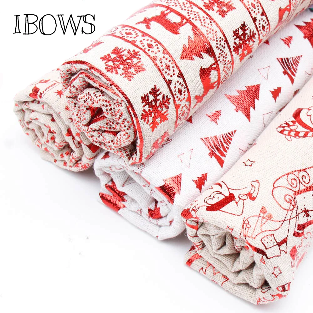 IBOWS Vintage Burlap Jute Fabric Linen Xmas Santa Claus for Christmas Party Home Decoration DIY Bags Crafts Accessories 45*150cm