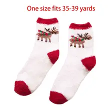 Женские рождественские Пушистые Носки-тапочки с рисунком снежинки, лося, Санты, пушистые Чулочные изделия M7DD