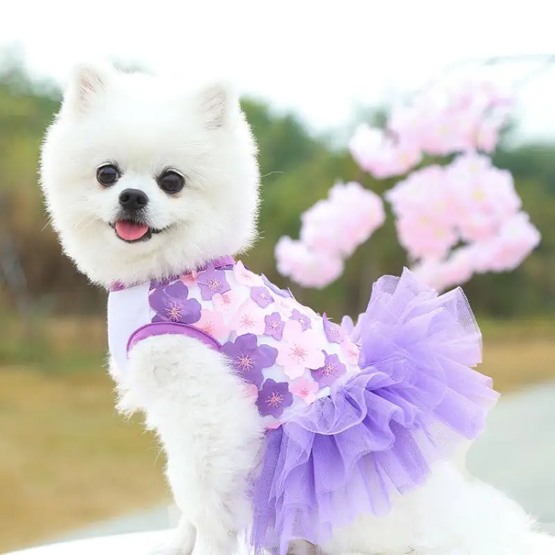 Dog Dress Puppy Skirt Dog Clothes Princess Dresses Tutu Fruit Braces Skirt Wedding Cotton Dress for Small Dog Girl Female Cat S, Bayberry Pink