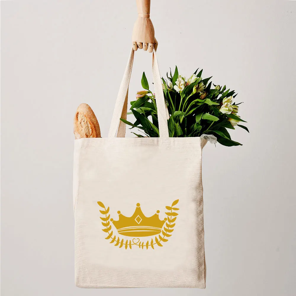 

crown custom canvas tote shopping bag advertising gifts foldable bag logo creative print handabg eco design market bag eco