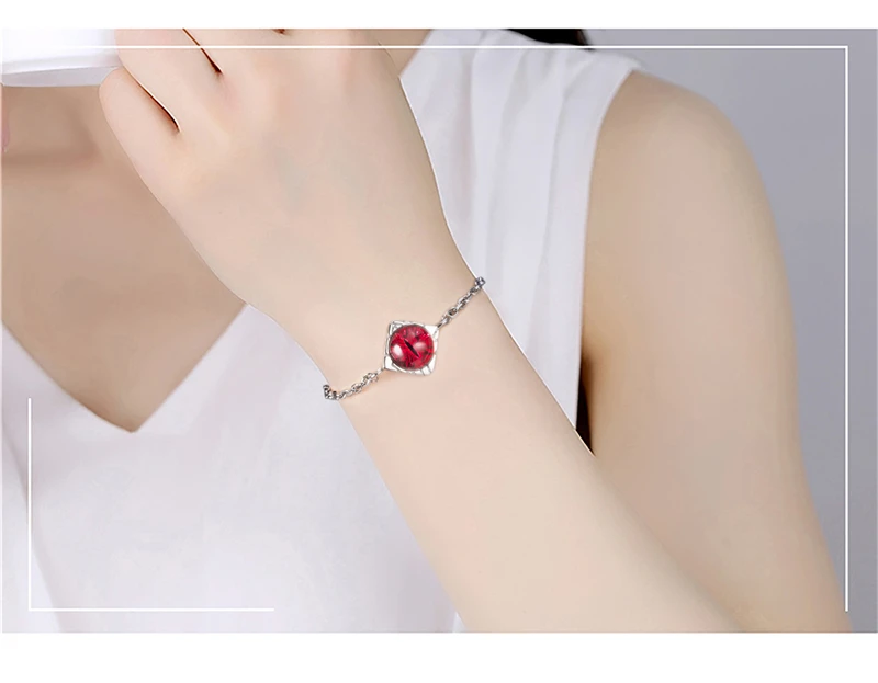 Adjustable Bracelets For Women Stainless Steel Link Red Eye Wristband Girlfriend Wife Gifts Women's Jewelry