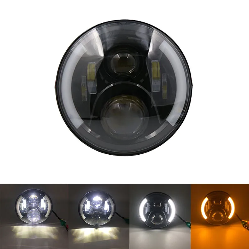 Black headlight 1 Аксессуары для мотоциклов 7 дюймов светодиодный налобный фонарь Корпус кронштейн обшивка кольцо 7 ''50 Вт H4 Высокий/Низкий светодиодный светильник лампа головной светильник для Harley - Цвет: Black headlight 1