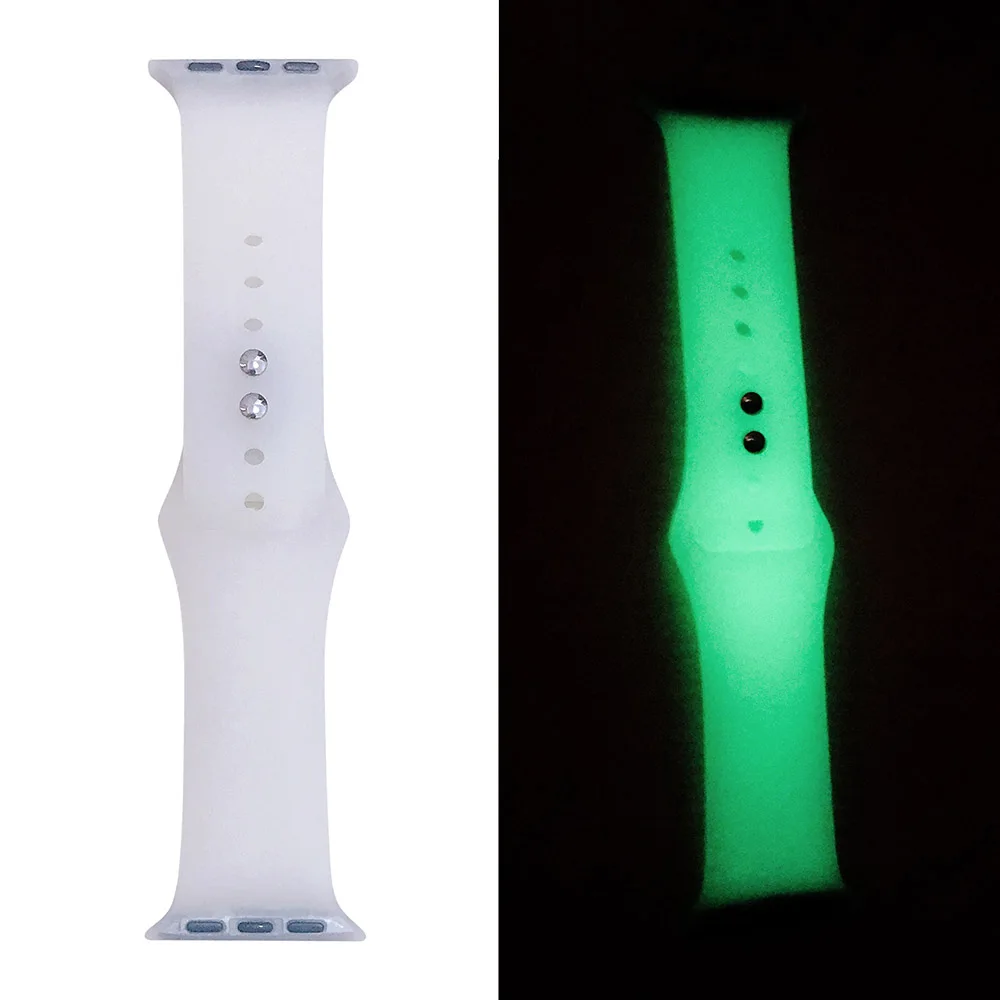 

Tschick Glow in The Dark Band For Apple Watch 38mm 42mm, Silicone Watch Strap Fluorescence Band for iWatch Band Series 4/3/2/1
