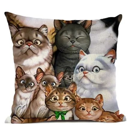 Подушка для животных с рисунком собаки и кошки, декоративная подушка для дивана, высокое качество, 45 см x 45 см, пеньковая квадратная подушка - Цвет: 24