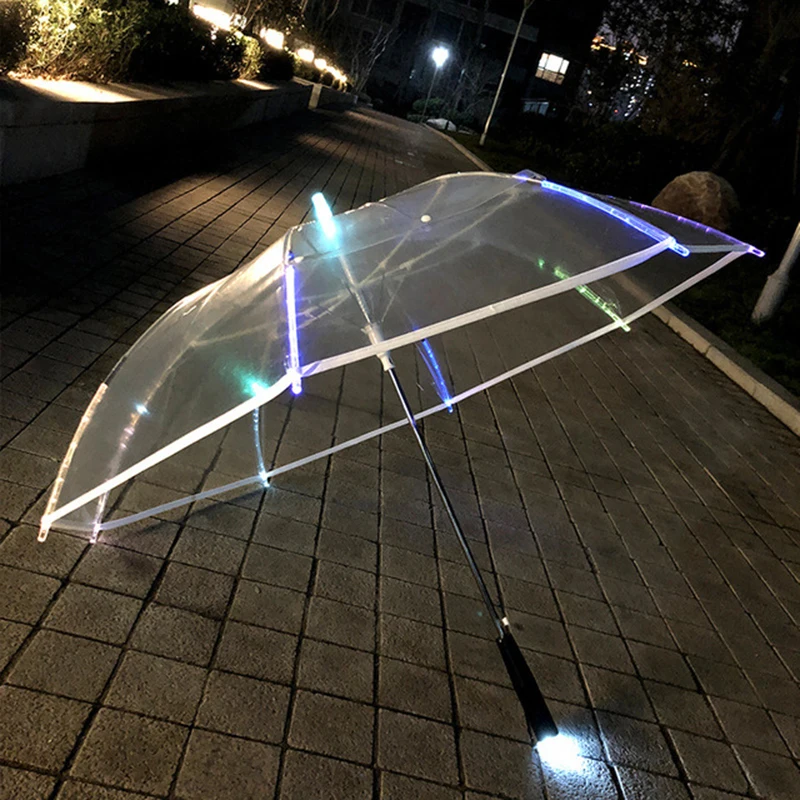 

Fashion LED Luminous Umbrella Women's Windproof Transparent Umbrella Party Dedicated Luminous Long Handle waterproof Umbrella