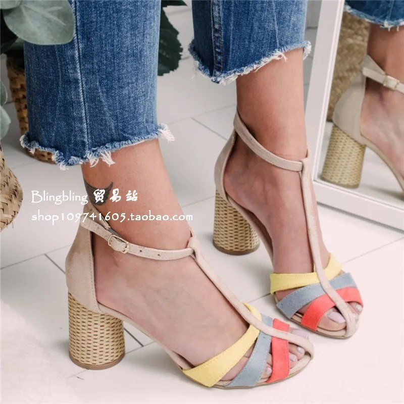 

Crystal Sexy Women Sandals Square Heel Buckle Strap Gladiator Women Sandals Stiletto Sandalias Mujer Peep Toe Chunky Heel Sandal