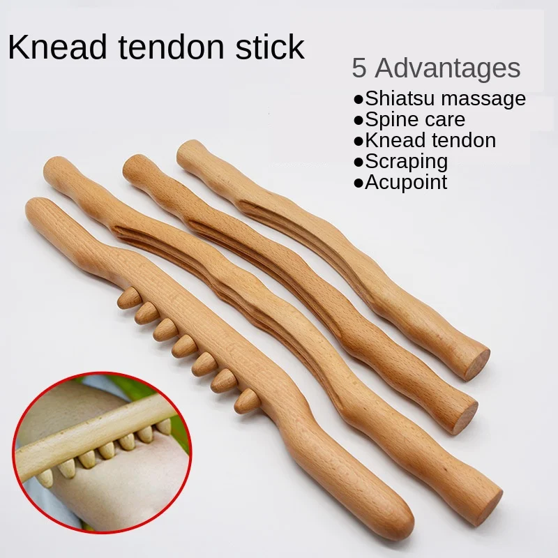 

4pcs Scraping Stick Beech Wood Back Shoulder Neck Guasha Waist Massage Tools Fat Burner Masajeador Slim Cellulite Massager Rod