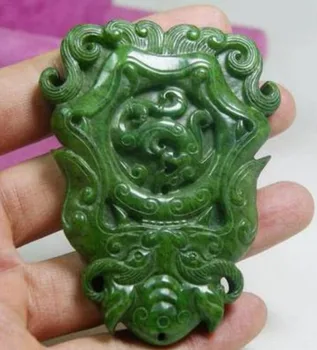 

CHINESE HANDWORK GREEN JADE CARVED DRAGON PENDANT Free shipping