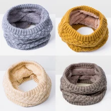 Evrfelan, Модный женский Зимний вязаный шарф-кольцо, мужской Одноцветный шарф на шею, унисекс, мягкий плюс толстый теплый шарф, шарфы для мальчиков и девочек