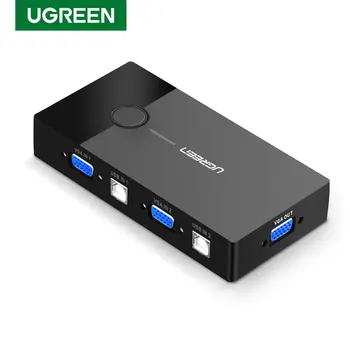 

Ugreen VGA KVM Switch Box 2 Port VGA Video Sharing Adapter 2 in 1 Out Manual Switcher with USB Cables for Computer PC Laptop VGA