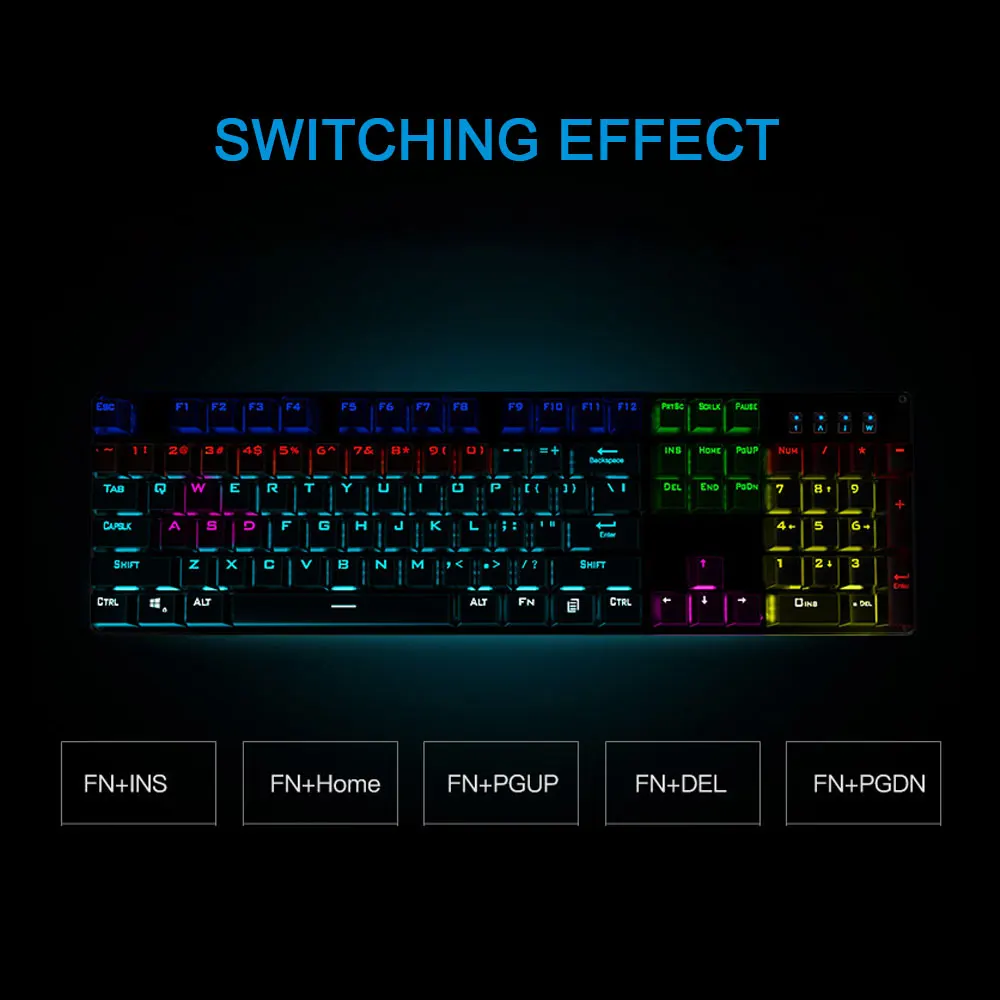 Механическая игровая клавиатура HP GK100 подсветка синий красный переключатель 104