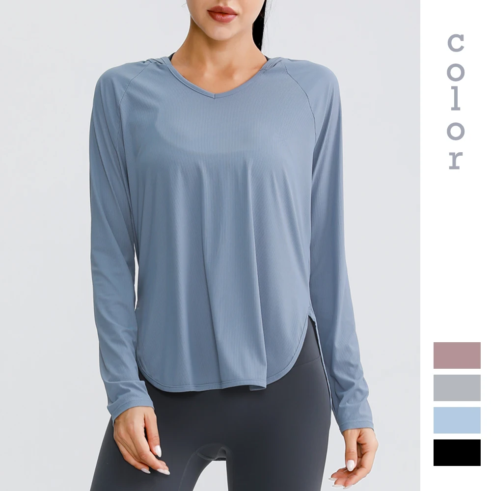 

Moonglade Yoga Tops Long-Sleeved T-Shirt Fitness Clothes Training Running Sports Women Casual Loose Breathable Hooded