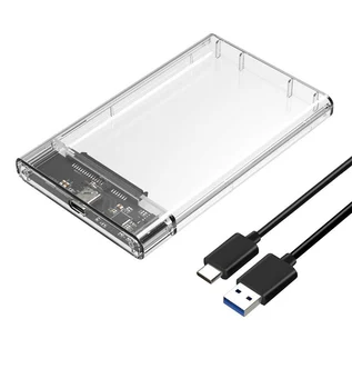 

Type C 2.5'' Hard Drive Enclosure Transparent Mobile HDD Box USB3.1 SSD Case Portable Hardisk With USB C Cable