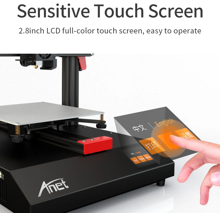 Anet Et4 a8 Plus 3d Impressora Kit de Impressão Diy Tamanho 220*220*250 Milímetros de Alta Precisão da Liga de Alumínio Quadro Fdm Impressora 3d com Filamento 3d 13 quadro liga alumínio fdm impressora 3d com filamento 3d