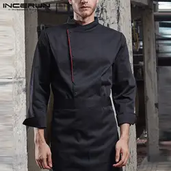 INCERUN модная мужская униформа шеф-повара костюм с длинными рукавами подставка с воротником Кухня Еда обслуживание Топы ресторанное питание