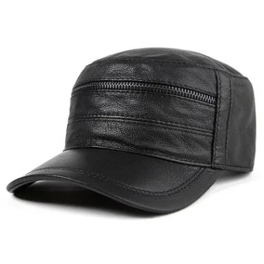 SILOQIN регулируемый размер шляпа из натуральной кожи Snapback тренд для мужчин, осень, зима модный первый слой из овечей кожи бейсболки бренды - Цвет: Black