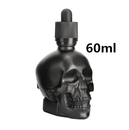 1 шт. 30 мл бутылка с черепом бутылка с горькой жидкостью матовая черная стеклянная бутылка-капельница в форме черепа с защитой от детей - Цвет: 60ml Black