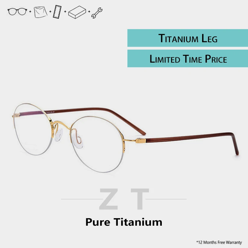 

ZT 100% Titanium Glasses Frame Women Ultralight Round Brand Designer Men Retro Prescription Optical Frames Eyewear 2020 New