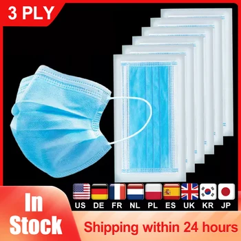 

50-200pcs Disposable Medical Mask 3 Layers Filtration Dustproof Facial Protective Cover Anti-Dust Earloop Face Surgical Masks