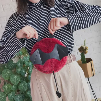

Woman bag fun Halloween cartoon bat new plush chain bag personality Messenger bag small devil shoulder bag sac a main femme