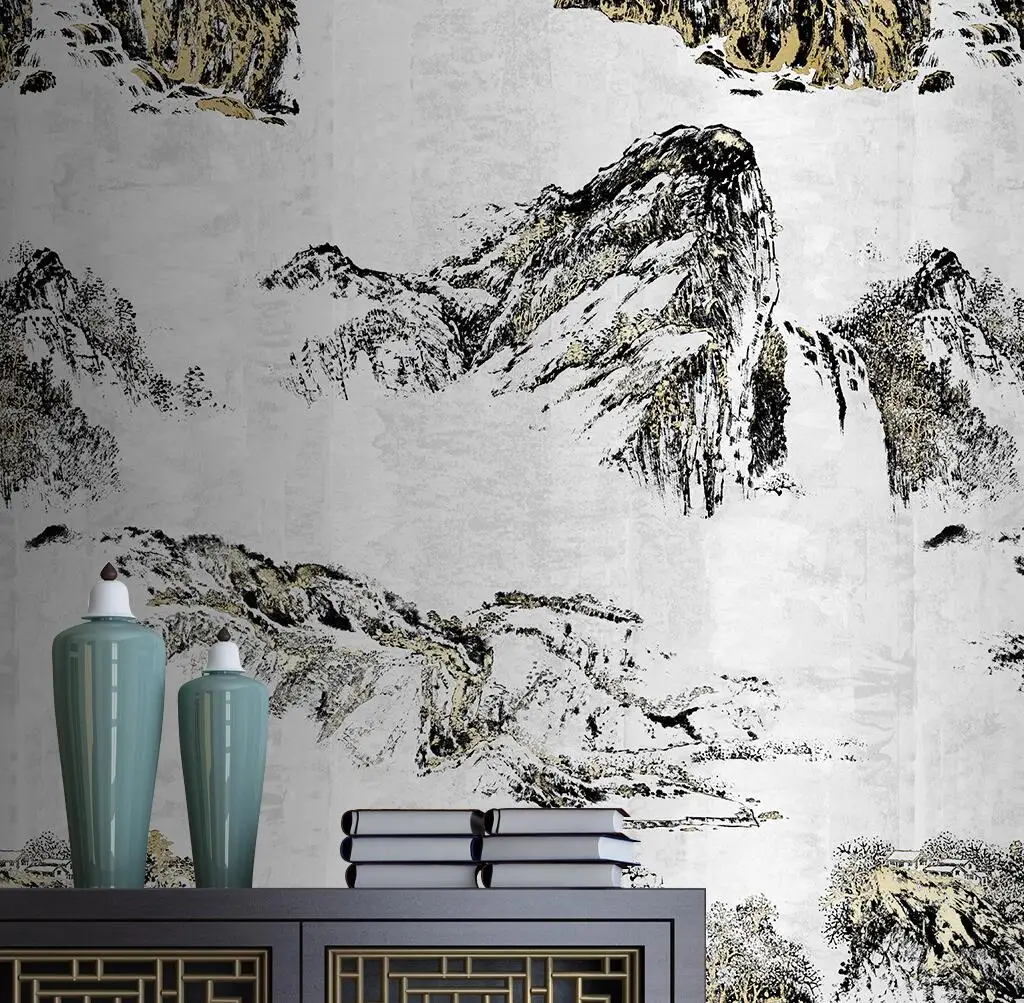 beibehang custom New Chinese Ink Landscape wall Painting Wallpapers for living room Mural Wallpaper Background photo Wall paper small brass paperweights chinese calligraphie painting paperweights peso de papel carved paper pressing paperweights pisapapeles