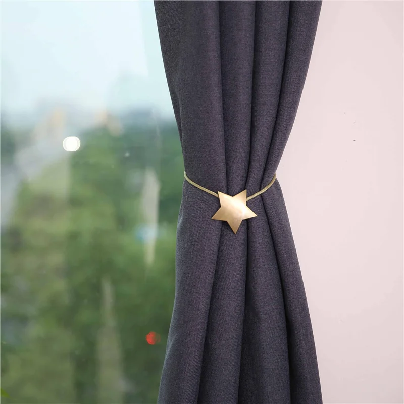 New Luck Star Magnetic Tie Back Holder Curtain Buckle Star Curtain Broach Home Room Curtain Pendant Decoration Gold