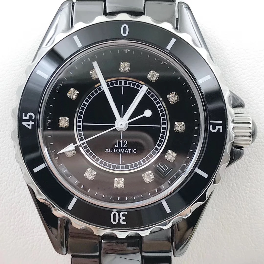 

Luxury Brand New Automatic Mechanical Men Bracelet Sapphire Ceramic Silver White Black Ceramica Bezel Diamonds Date Watches 38mm
