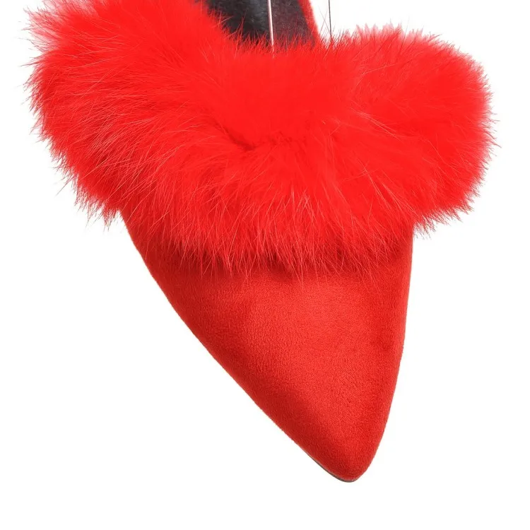Qplyxco/элегантные модные женские туфли высокого качества на высоком каблуке; коллекция 6,5 года; женские туфли для танцев с острым носком и перьями; большие размеры 33-43; 758-11