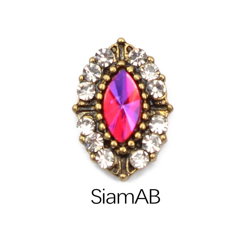 Siam AB Дизайн ногтей, конский глаз, стразы, металлический сплав, Стразы для ногтей, украшения для маникюра, сделай сам - Цвет: Siam AB