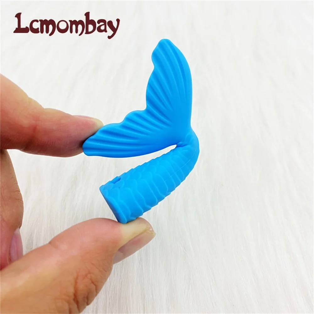 3PCS Mermaid Tail  Chew Necklace Baby Silicone Teether Chewelry Pendant Sensory Toy for Kids Boys Girls Special Needs 2