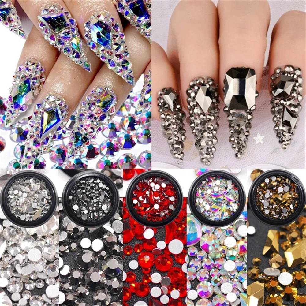 Glitter Rhinestones Non Hotfix Crystals Stones Gems For 3D Nail Art Decorations