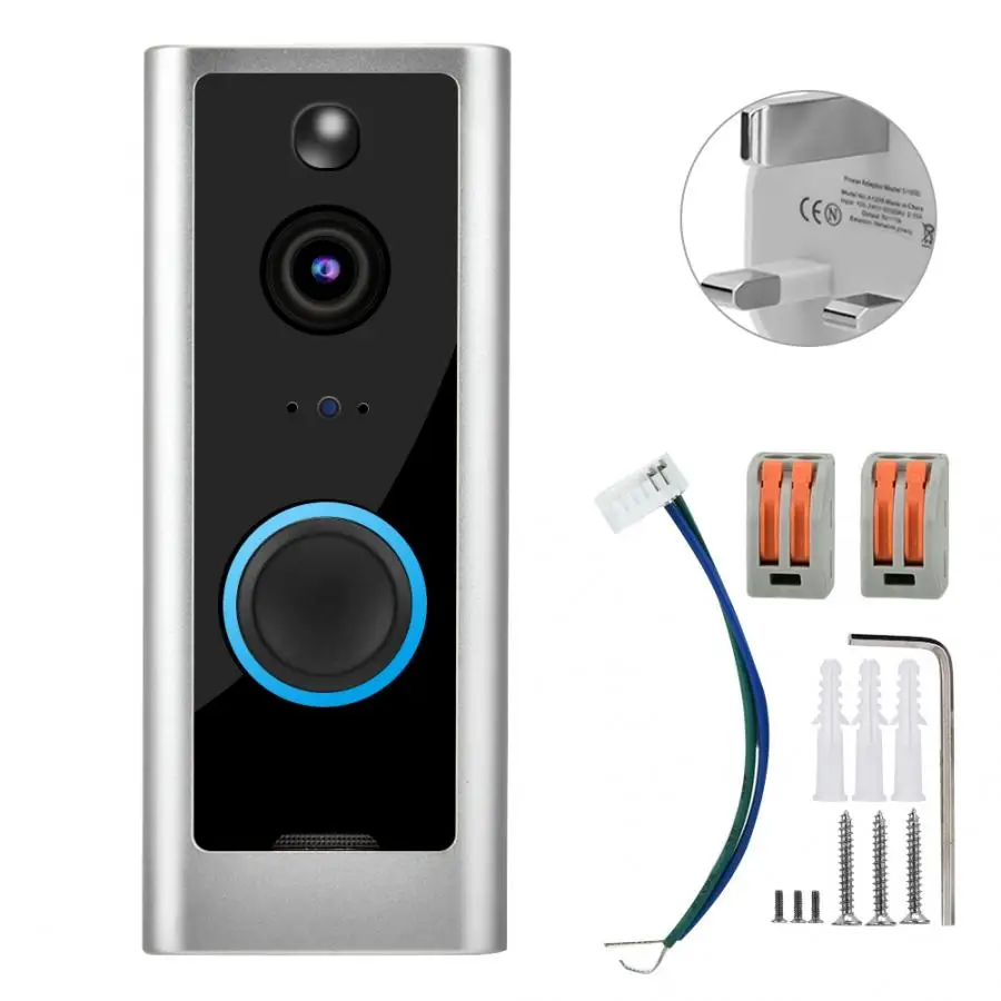 UK Plug 110-240 720P HD WiFi водонепроницаемый видео дверной звонок 8 светодиодный IR-CUT дверной звонок Инфракрасный видео дверной звонок - Цвет: UK Plug