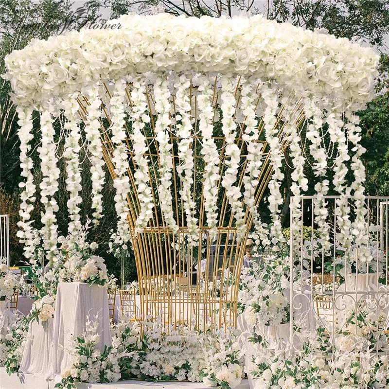 Роскошные 1 м/2 м DIY wisteria ряд цветов Декор для вечерние витрины Свадебный Арка фон искусственная Цветочная композиция лоза Роза