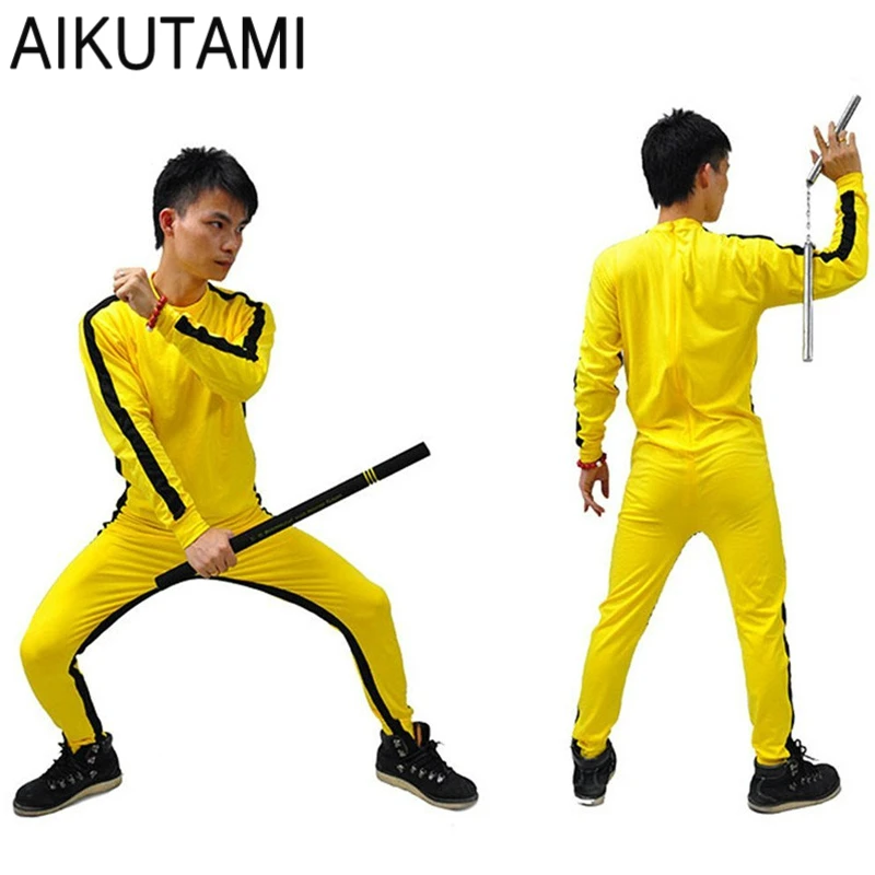 Bambini E Adulti Bruce Lee Body E Pagliaccetti Giallo Wushu Uniformi Kung Fu Wu Shu Abbigliamento Cinese Costume Per Gli Uomini Marziali Arti