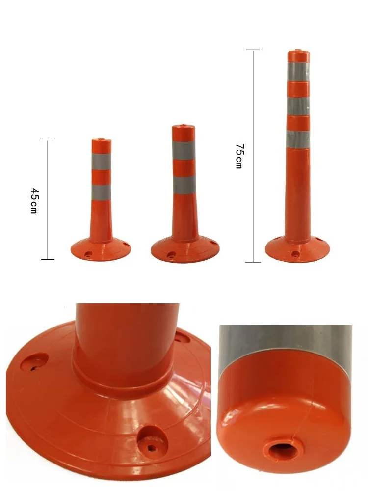 45cm High Warning Weighted Reduce Danger TPU Road Facilities Crossing Sign Safety Reflective Pile Elastic Column Cone