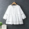 2020 New Spring Women Shirt Literary Fresh Hollow out Embroidery Pullover Cotton and linen O-Neck Blouse Women 1